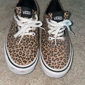 Vans Tan and Black Leopard Sneakers